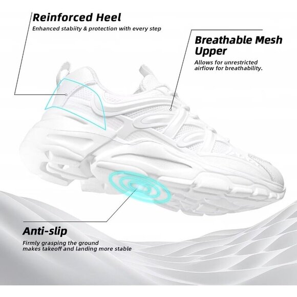 Women's White Fashion Running Walking Lightweight Casual Sneakers Ladies Shoes - Picture 6 of 7